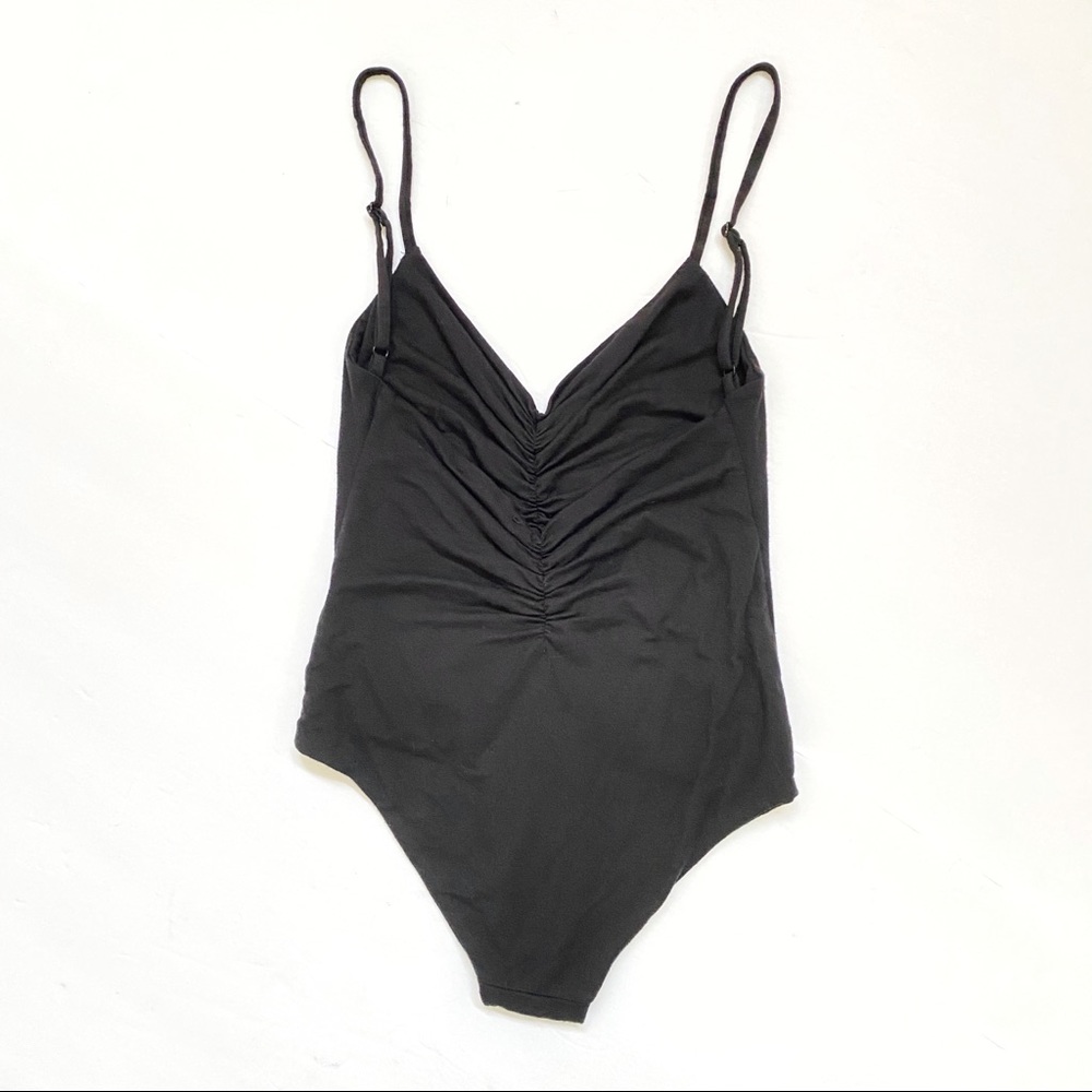 Blue life ruched center black tank top bodysuit - Picture 4 of 7